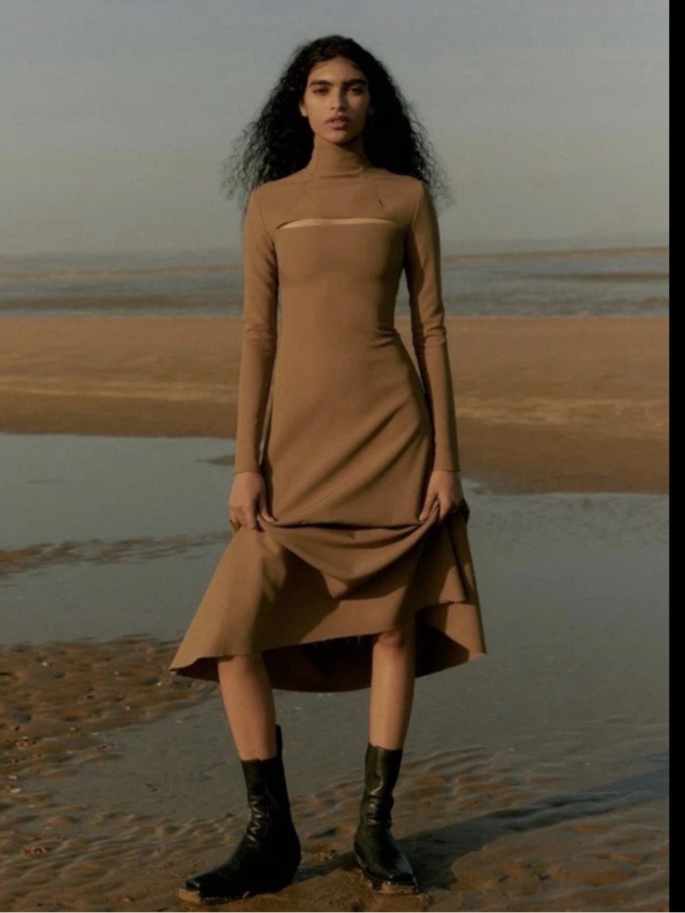a.w.a.k.e. AWAKE Mode Cutout Crepe Turtleneck MIDI Dress Size 38 $900 US 6   A